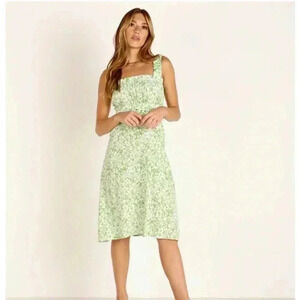 NWT Faithfull the Brand Mae Midi Dress Freja Floral Green 8